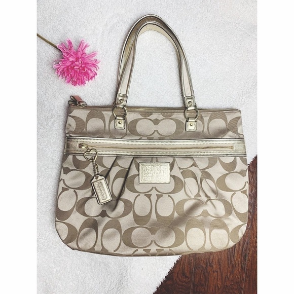 Coach Signature All Over Logo Large Purse - Picture 1 of 4
